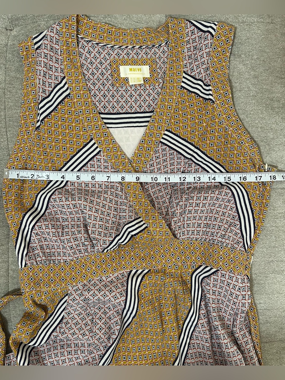Anthropologie Sleeveless Carla Midi Wrap Dress in Mustard and Ivory - Picture 6 of 10